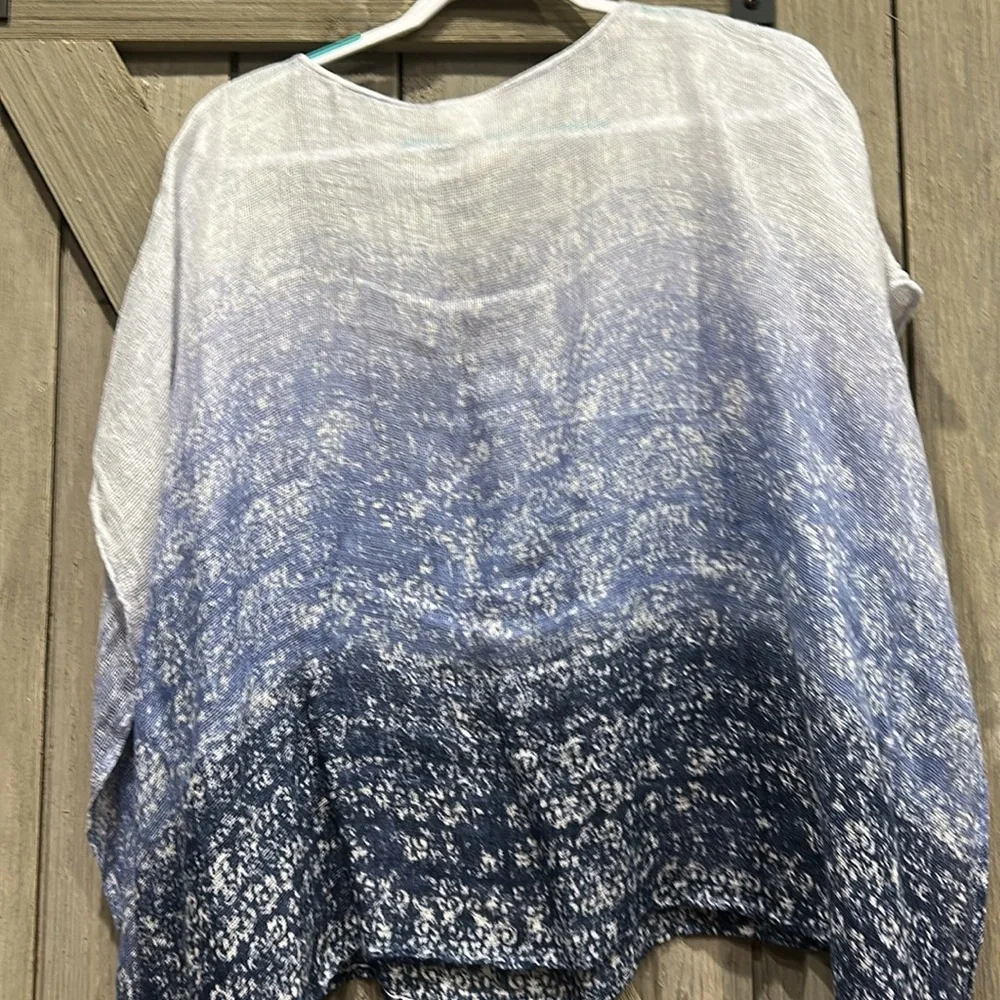 J Jill Blue and White Ombre Linen Blouse - Picture 3 of 3